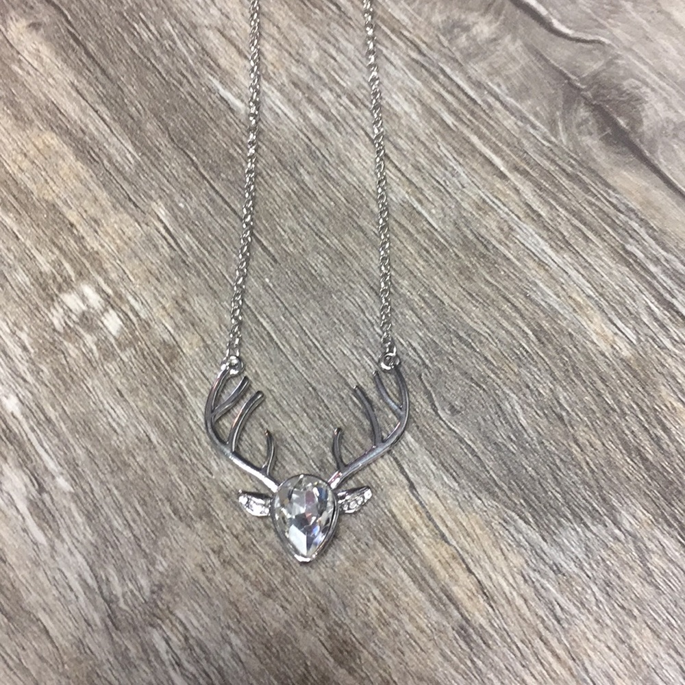 Deer horn antler necklace rhinestone nwt